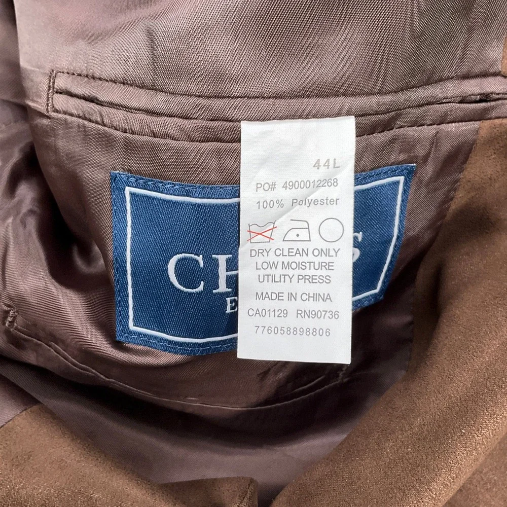 Chaps‎ Blazer Men 44L Brown Faux Suede Classic Career Sport Coat Jacket NWT
